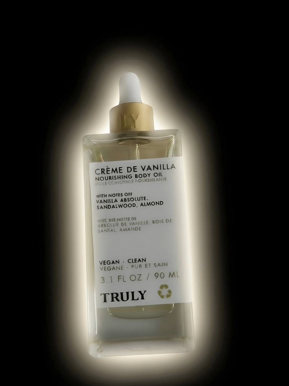 TRULY Crème de Vanilla Nourishing Body Oil - Cream & Gold Accents
